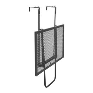 balcony hanging table, 19 x 24 in metal folding balcony railing table, outdoor balcony bar table for railings, 5 level adjustable, fit railing from 1" to 4.7", serving table for patio & deck