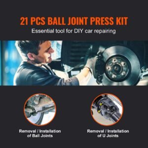 ball joint press kit, 21 pcstool kit, c press ball joint remove and install tools, for most 2wd and 4wd cars, heavy duty ball joint repair kit for automotive repairing