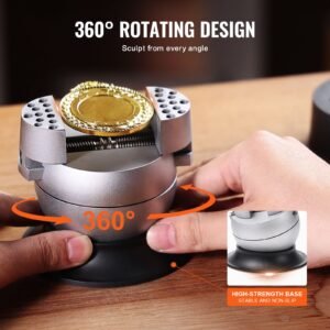 ball vise, 3" engraving setting tool, 360° rotation engraving block vise, 30 pcs attachment jewelry engraving block tools standard block for gemstone inlay and small scale engraving