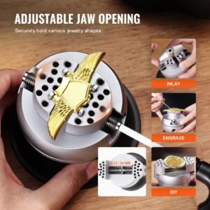 ball vise, 3" engraving setting tool, 360° rotation engraving block vise, 30 pcs attachment jewelry engraving block tools standard block for gemstone inlay and small scale engraving