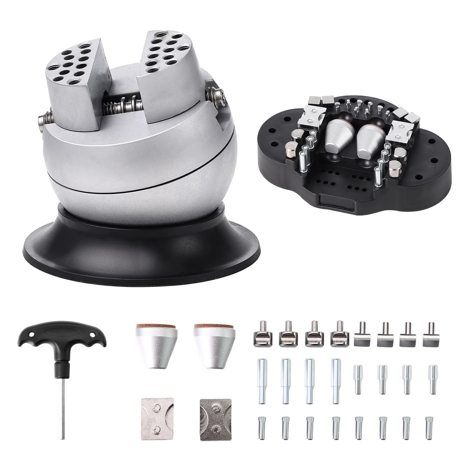 ball vise, 3" engraving setting tool, 360° rotation engraving block vise, 30 pcs attachment jewelry engraving block tools standard block for gemstone inlay and small scale engraving