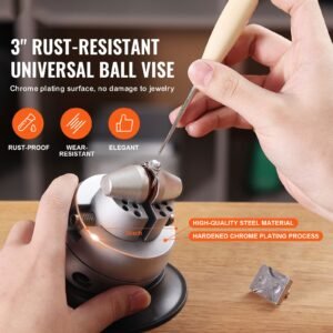 ball vise, 3" engraving setting tool, 360° rotation engraving block vise, 70 pcs attachment jewelry engraving block tools standard block for gemstone inlay and small scale engraving