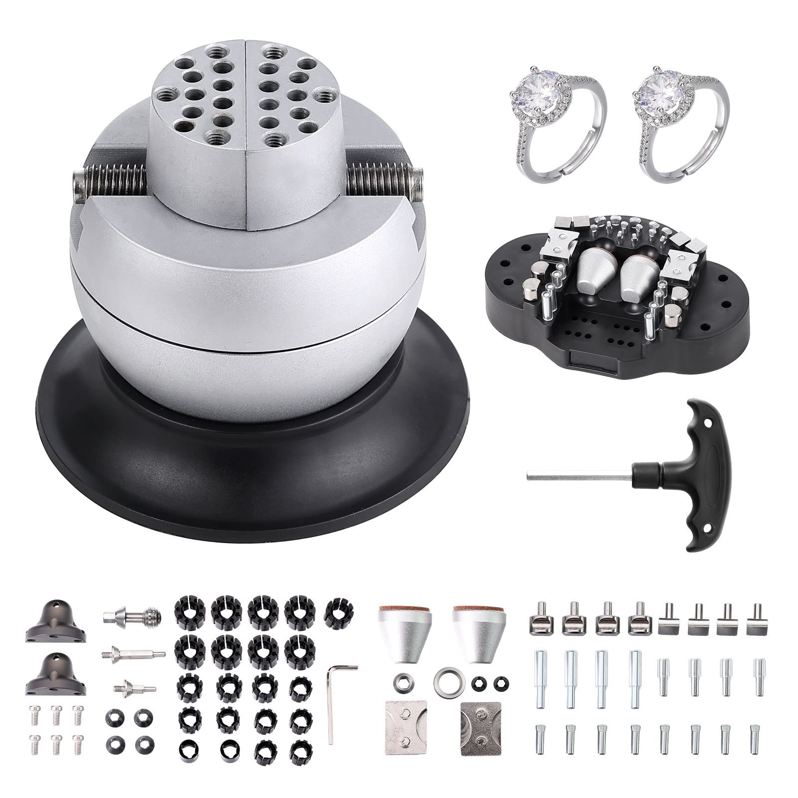 ball vise, 3" engraving setting tool, 360° rotation engraving block vise, 70 pcs attachment jewelry engraving block tools standard block for gemstone inlay and small scale engraving