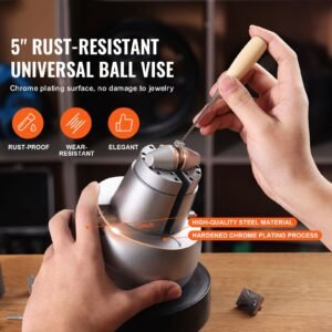 ball vise, 5" engraving setting tool, 360° rotation engraving block vise, 35 pcs attachment jewelry engraving block tools standard block for gemstone inlay and small scale engraving