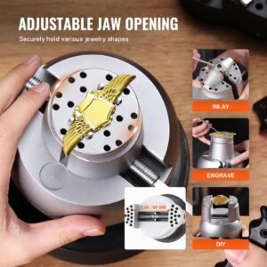 ball vise, 5" engraving setting tool, 360° rotation engraving block vise, 35 pcs attachment jewelry engraving block tools standard block for gemstone inlay and small scale engraving