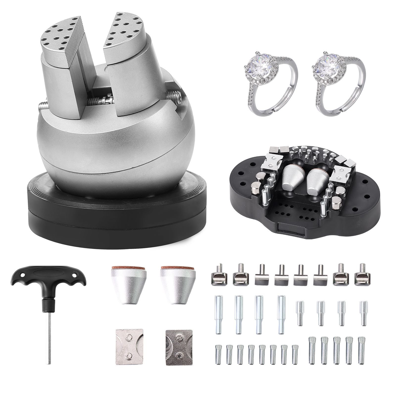 ball vise, 5" engraving setting tool, 360° rotation engraving block vise, 35 pcs attachment jewelry engraving block tools standard block for gemstone inlay and small scale engraving