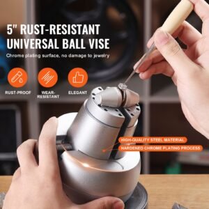 ball vise, 5" engraving setting tool, 360° rotation engraving block vise, 69 pcs attachment jewelry engraving block tools standard block for gemstone inlay and small scale engraving