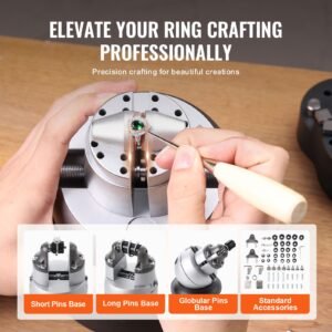 ball vise, 5" engraving setting tool, 360° rotation engraving block vise, 69 pcs attachment jewelry engraving block tools standard block for gemstone inlay and small scale engraving