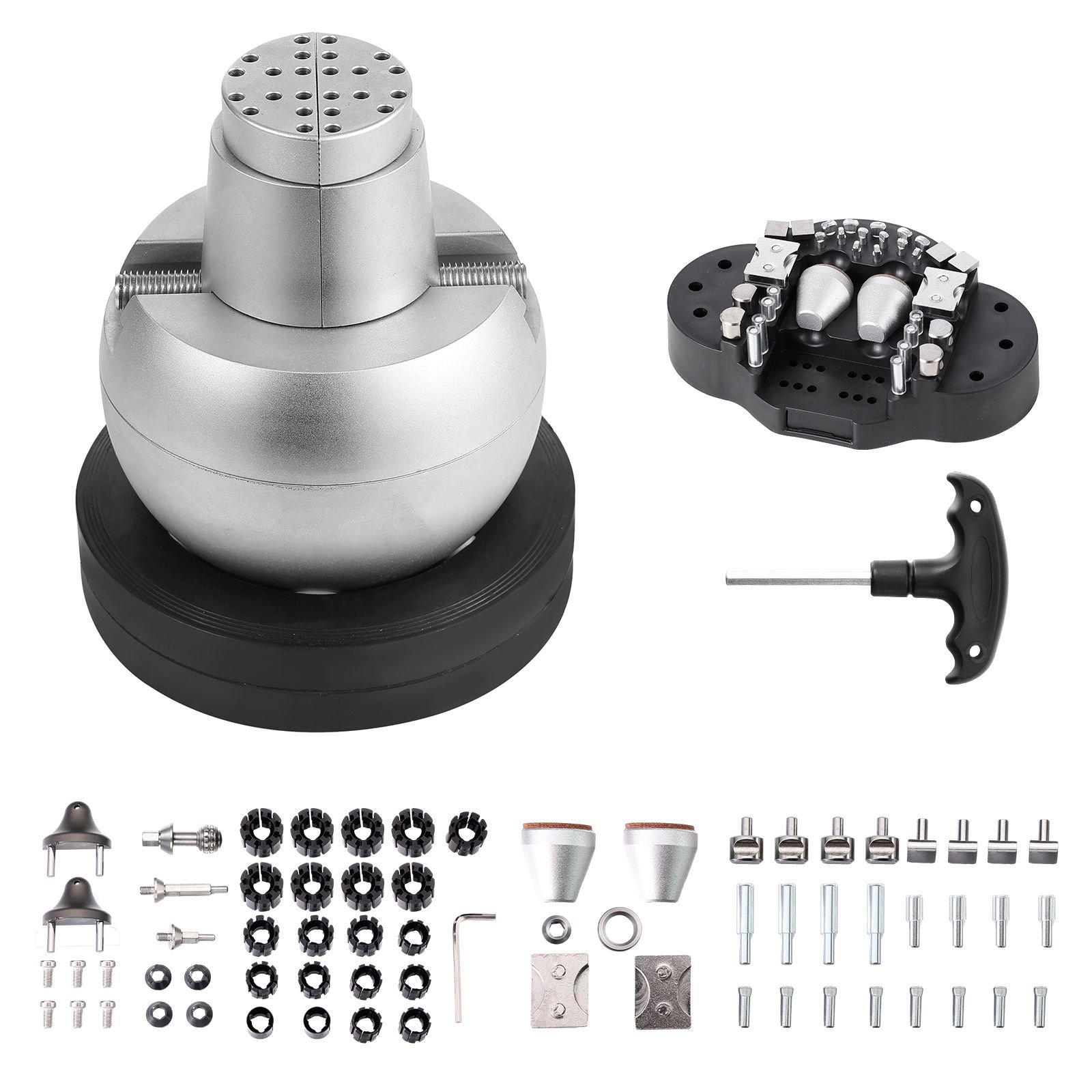 ball vise, 5" engraving setting tool, 360° rotation engraving block vise, 69 pcs attachment jewelry engraving block tools standard block for gemstone inlay and small scale engraving
