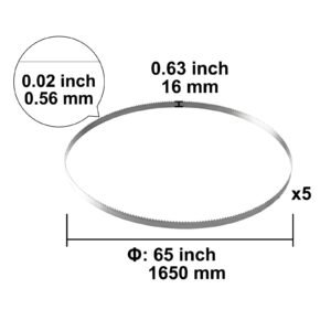 band saw blade, 65x0.63x0.02 inch, 5 pcs/pack meat bandsaw blades for replacement, carbon steel blade, meat cutting blade wrapped by rust proof paper, fit for commercial bone saw machines