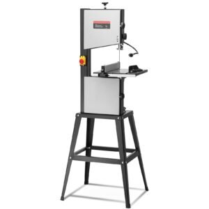 Band Saw with Stand, 9.65-Inch, 560&1100 RPM Two-Speed Benchtop Bandsaw, 370W 1/2HP Motor 6'' Cutting Height 72.13'' Sawblade Length, with Fence and Miter Gauge, for Woodworking Aluminum Plastic