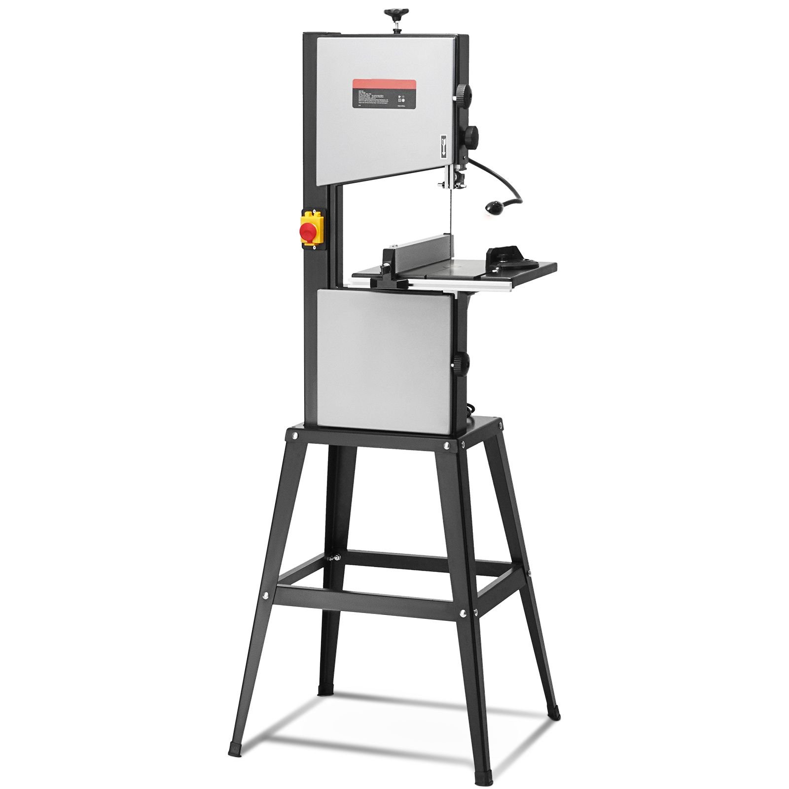 band saw with stand, 9.65 inch, 560&1100 rpm two speed benchtop bandsaw, 370w 1/2hp motor 6'' cutting height 72.13'' sawblade length, with fence and miter gauge, for woodworking aluminum plastic