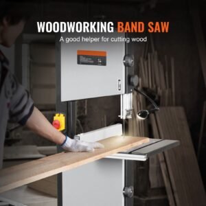 band saw with stand, 9.65 inch, 560&1100 rpm two speed benchtop bandsaw, 370w 1/2hp motor 6'' cutting height 72.13'' sawblade length, with fence and miter gauge, for woodworking aluminum plastic