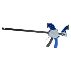 Bar Clamps for Woodworking, 2-Pack 24 inch One-Handed Clamp/Spreader, Quick-Grip F-Clamp with 340 lbs Load Limit, Premium Plastic and Carbon Steel, for Woodworking Metal working, Blue + Black