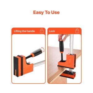 bar clamps for woodworking, 2 pack 24 inch parallel clamp set, f clamp with 1500 lbs load limit, even pressure, high strength plastic and carbon steel, for woodworking metal working, orange