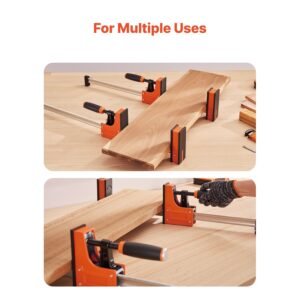 bar clamps for woodworking, 2 pack 24 inch parallel clamp set, f clamp with 1500 lbs load limit, even pressure, high strength plastic and carbon steel, for woodworking metal working, orange