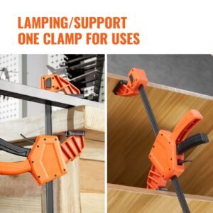 bar clamps for woodworking, 2 pack 24" one handed clamp/spreader, quick change f clamp with 300 lbs load limit, high strength plastic and carbon steel, wood clamps for woodworking metal working