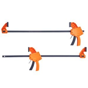 bar clamps for woodworking, 2 pack 24" one handed clamp/spreader, quick change f clamp with 300 lbs load limit, high strength plastic and carbon steel, wood clamps for woodworking metal working