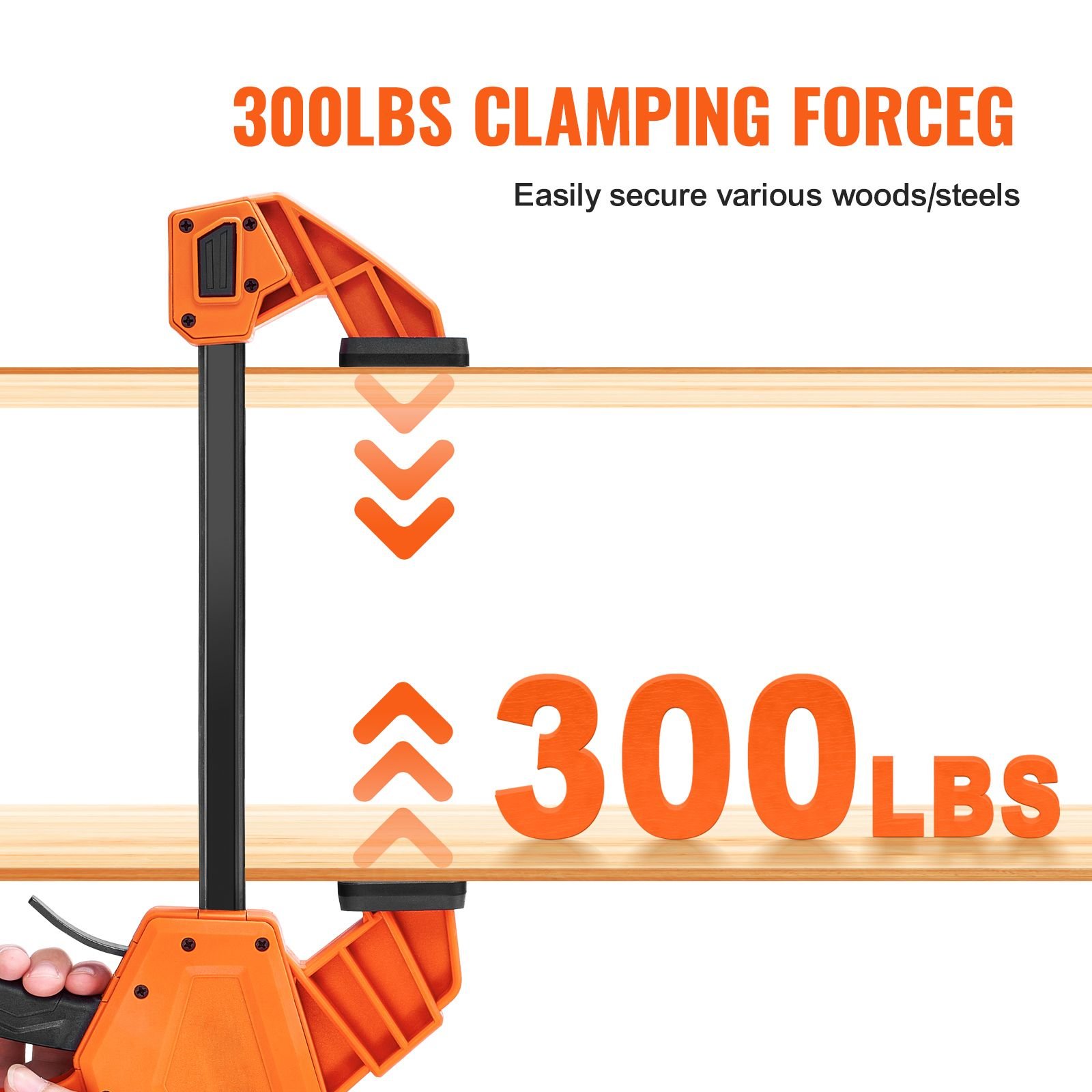 bar clamps for woodworking, 2 pack 24" one handed clamp/spreader, quick change f clamp with 300 lbs load limit, high strength plastic and carbon steel, wood clamps for woodworking metal working