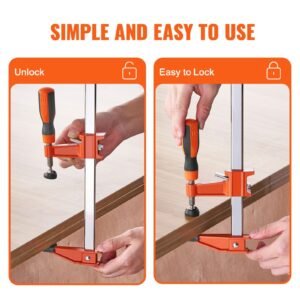 bar clamps for woodworking, 2 pack 36" clamp, quick change f clamp with 600 lbs load limit, 2.5" throat depth, cast iron and carbon steel, wood clamps for woodworking metal working