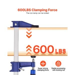 bar clamps for woodworking, 2 pack 36 inch opening, lockable f clamp with 600 lbs load limit, 2 1/2 inch depth, cast iron and carbon steel, easy to use, wood clamps for woodworking metal working
