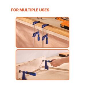 bar clamps for woodworking, 2 pack 36 inch opening, lockable f clamp with 600 lbs load limit, 2 1/2 inch depth, cast iron and carbon steel, easy to use, wood clamps for woodworking metal working