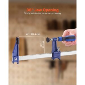 bar clamps for woodworking, 4 pack 36 inch opening, lockable f clamp with 600 lbs load limit, 2 1/2 inch depth, cast iron and carbon steel, easy to use, wood clamps for woodworking metal working