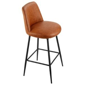 bar stool set of 3, 27 inch counter height swivel stools, modern pu leather counter barstool with backrest and metal legs, armless bar chair, island barstool for kitchen, dining room, brown