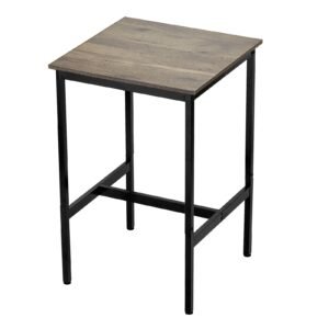 bar table, sturdy metal frame high top pub table, small kitchen dining, cocktail coffee counter bar height desk, easy to assemble, 24x24x36 in, for living room party, rustic brown and black