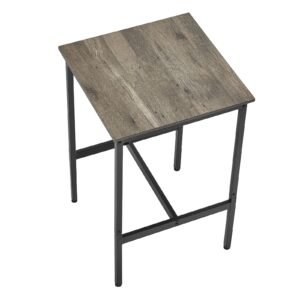 bar table, sturdy metal frame high top pub table, small kitchen dining, cocktail coffee counter bar height desk, easy to assemble, 24x24x36 in, for living room party, rustic brown and black