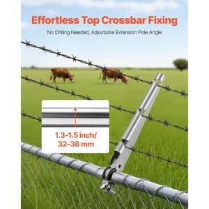 barbed wire arm, 10 packs 14.8 in fence post extender for 1.3" to 1.5" chain link fences, u bracket design, galvanized steel fence height extender, protect privacy and prevent pets jumping off