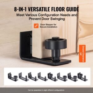 barn door and hardware kit, 42" x 84" wood sliding barn door, smoothly and quietly, barn door kit with 8 in 1 floor guide and door handle, spruce wood panelled slab, easy to install