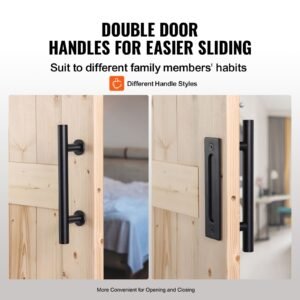 barn door and hardware kit, 42" x 84" wood sliding barn door, smoothly and quietly, barn door kit with 8 in 1 floor guide and door handle, spruce wood panelled slab, easy to install