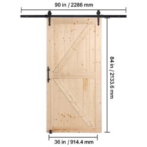 barn door and hardware kit, 42" x 84" wood sliding barn door, smoothly and quietly, barn door kit with 8 in 1 floor guide and door handle, spruce wood panelled slab, easy to install