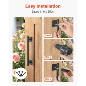 barn door handle, 12.6 in rustic fence gate handle, rust resistant coating, heavy duty carbon steel outdoor gate handles, easy to install, metal sliding door pulls for garage shed closet pantry