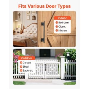 barn door handle, 12.6 in rustic fence gate handle, rust resistant coating, heavy duty carbon steel outdoor gate handles, easy to install, metal sliding door pulls for garage shed closet pantry