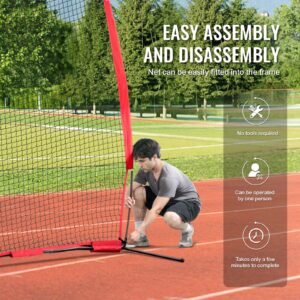 barricade backstop net, 12x9 ft ball sports barrier netting, portable practice equipment with carry bag, protection screen for baseball softball lacrosse soccer hockey training, for backyard