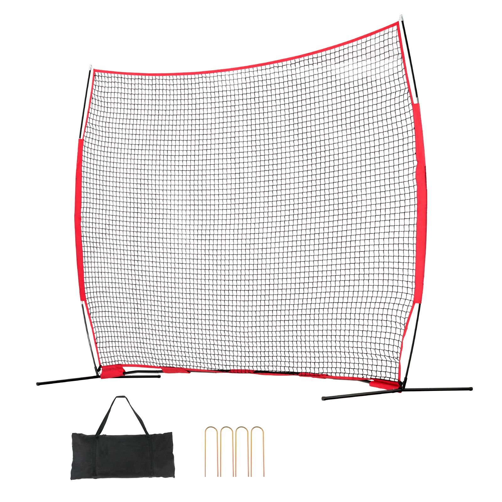 barricade backstop net, 12x9 ft ball sports barrier netting, portable practice equipment with carry bag, protection screen for baseball softball lacrosse soccer hockey training, for backyard