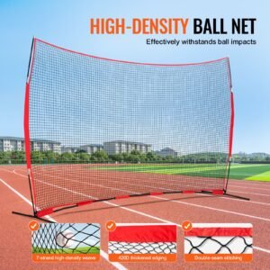 barricade backstop net, 16x10 ft ball sports barrier netting, portable practice equipment with carry bag, protection screen for baseball softball lacrosse soccer hockey training, for backyard
