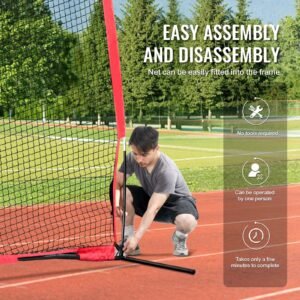 barricade backstop net, 16x10 ft ball sports barrier netting, portable practice equipment with carry bag, protection screen for baseball softball lacrosse soccer hockey training, for backyard