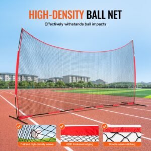 barricade backstop net, 20x10 ft ball sports barrier netting, portable practice equipment with carry bag, protection screen for baseball softball lacrosse soccer hockey training, for backyard