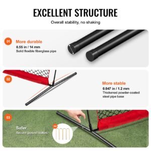 barricade backstop net, 20x10 ft ball sports barrier netting, portable practice equipment with carry bag, protection screen for baseball softball lacrosse soccer hockey training, for backyard