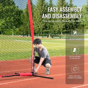 barricade backstop net, 20x10 ft ball sports barrier netting, portable practice equipment with carry bag, protection screen for baseball softball lacrosse soccer hockey training, for backyard
