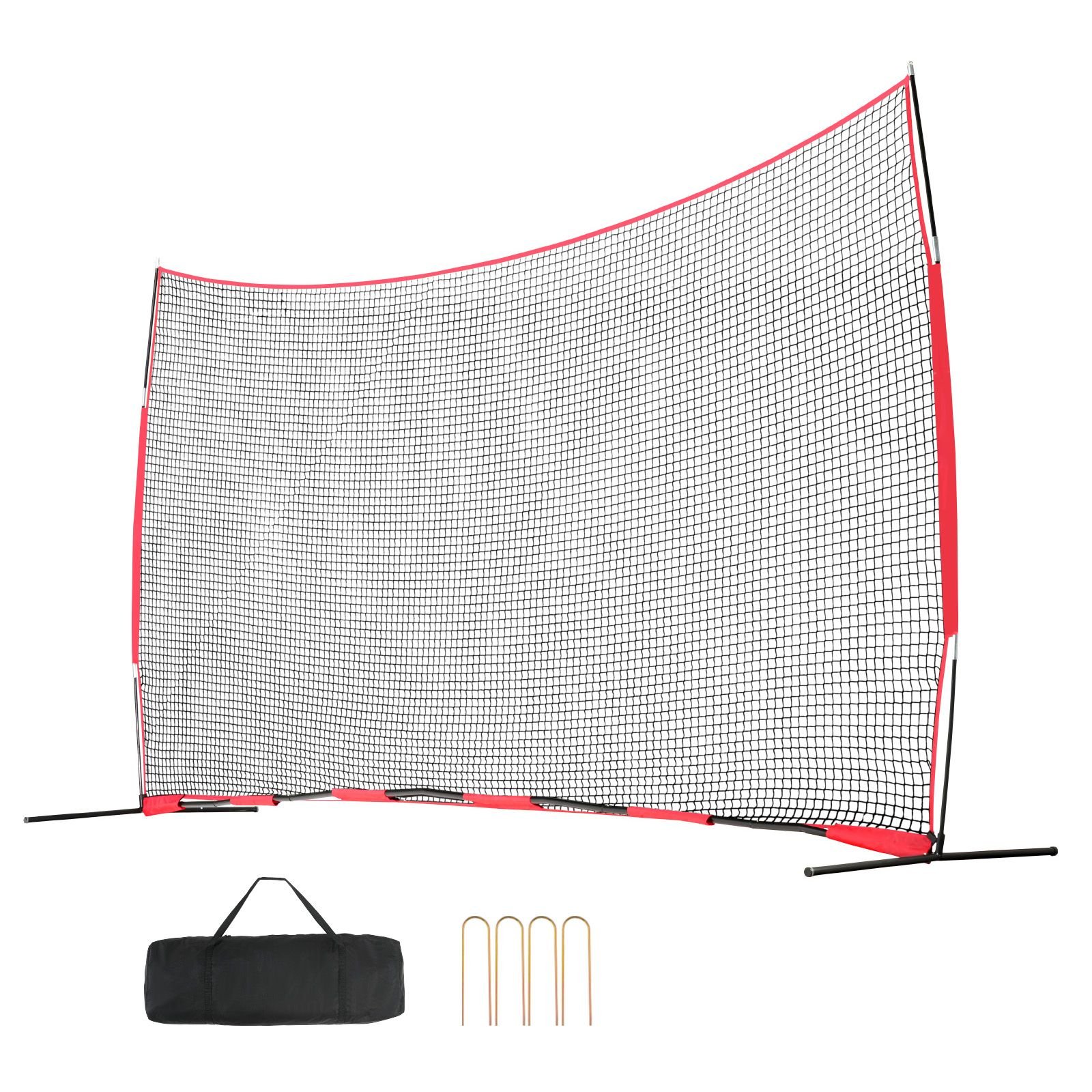 barricade backstop net, 20x10 ft ball sports barrier netting, portable practice equipment with carry bag, protection screen for baseball softball lacrosse soccer hockey training, for backyard