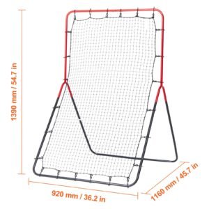baseball and softball rebounder net, 3 x 4.5 ft pitchback baseball pitching nest, 3 way baseball, softball pitchback net, fielding trainer, bounce back net for fielding/throwing practice