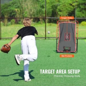 baseball and softball rebounder net, 3.5 x 4.5 ft 2 in 1 switch hitter pitch trainer, pitchback baseball pitching return trainer nest, bounce back net for fielding/throwing practice