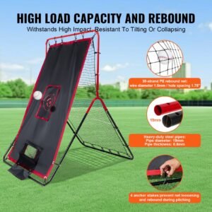 baseball and softball rebounder net, 3.5 x 4.5 ft 2 in 1 switch hitter pitch trainer, pitchback baseball pitching return trainer nest, bounce back net for fielding/throwing practice