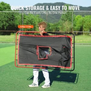 baseball and softball rebounder net, 3.5 x 4.5 ft 2 in 1 switch hitter pitch trainer, pitchback baseball pitching return trainer nest, bounce back net for fielding/throwing practice
