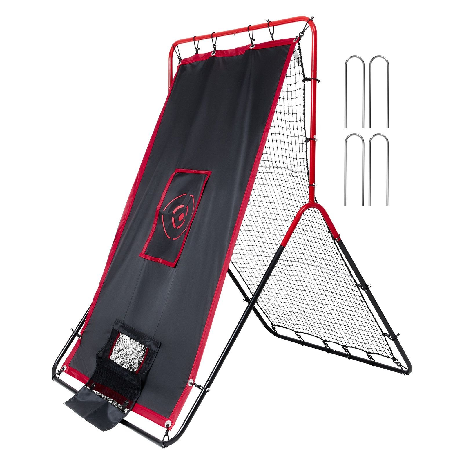 baseball and softball rebounder net, 3.5 x 4.5 ft 2 in 1 switch hitter pitch trainer, pitchback baseball pitching return trainer nest, bounce back net for fielding/throwing practice