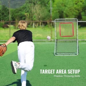 Baseball And Softball Rebounder Net, 3.5 x 6 ft PitchBack Baseball Pitching Nest, Softball Pitchback Net, Fielding Trainer, Bounce Back Net for Fielding/Throwing Practice, 5 Adjustable Angles